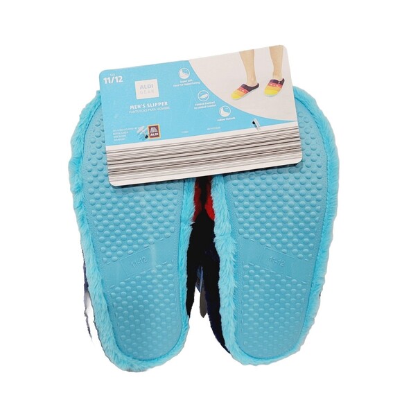 ALDI GEAR 2023 Men's Rainbow Holiday Plush Logo Slippers Limited Ed, Size 11/12 - Picture 5 of 8